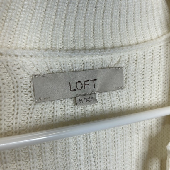 LOFT NWT Striped Lace Up Polo Sweater Women's Medium Blue‎ White Nautical Preppy - Picture 7 of 10